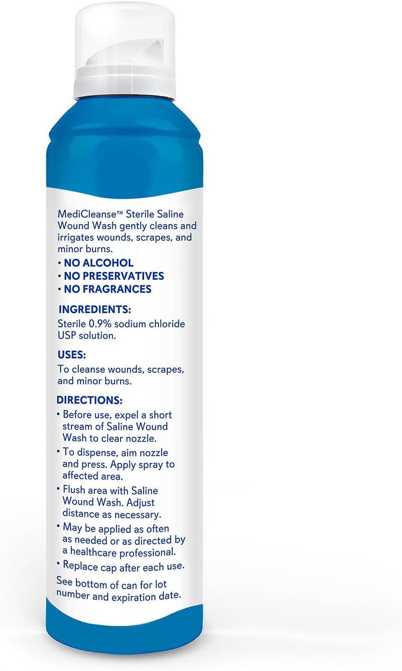 MediCleanse First Aid Sterile Saline Wound Wash, Promotes Healing, No Stinging or Burning, 7.4 oz (Pack of 3) - Made in USA - Image 2