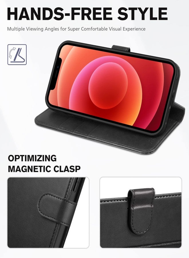 TUCCH Wallet Case for iPhone 12 Pro/iPhone 12 5G, RFID Blocking Card Slot Stand [Shockproof TPU Interior Case] PU Leather Magnetic Protect Flip Cover Compatible with iPhone 12/12 Pro 6.1-inch, Black - Image 5