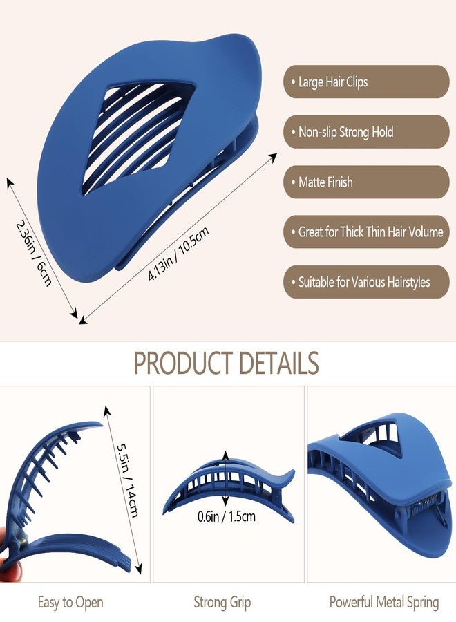 Atoden Large Hair Clips Flat Round Hair Clips for Women Lay Down Clips for Hair Jaw Clips Grey Blue - Image 5