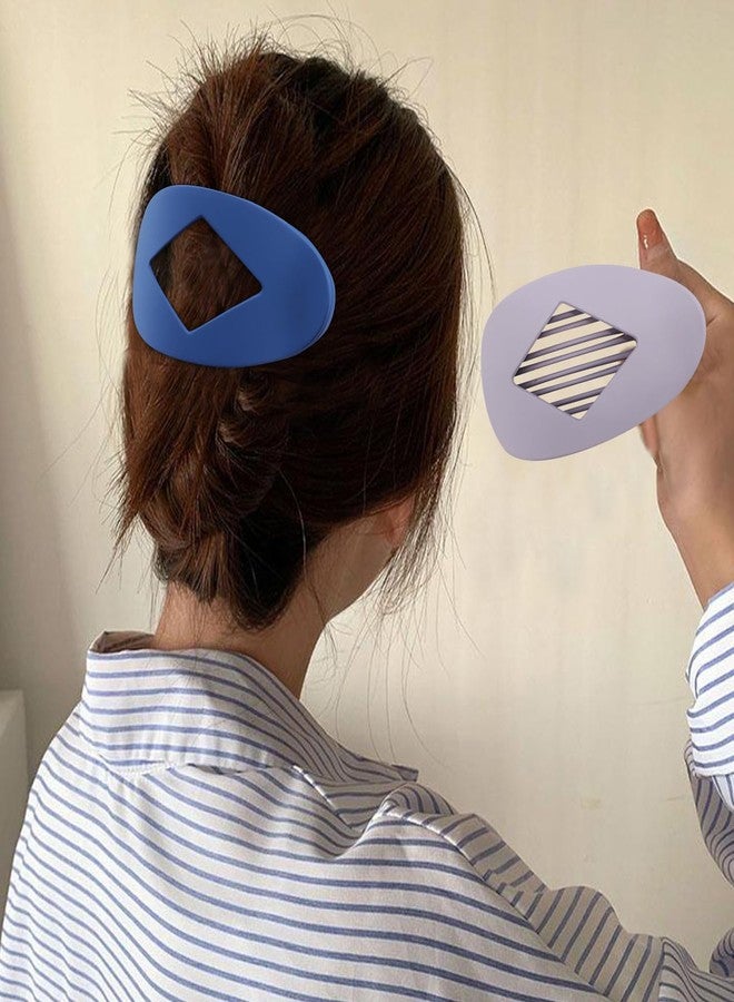 Atoden Large Hair Clips Flat Round Hair Clips for Women Lay Down Clips for Hair Jaw Clips Grey Blue - Image 3