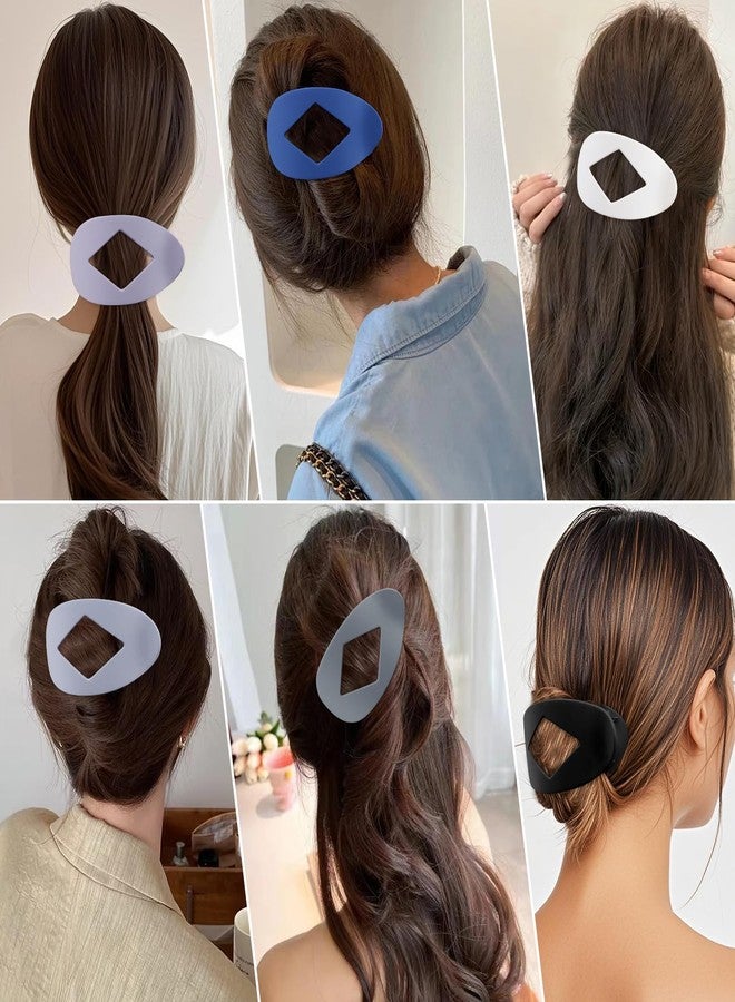 Atoden Large Hair Clips Flat Round Hair Clips for Women Lay Down Clips for Hair Jaw Clips Grey Blue - Image 2