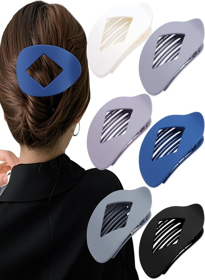Atoden Large Hair Clips Flat Round Hair Clips for Women Lay Down Clips for Hair Jaw Clips Grey Blue - Image 1