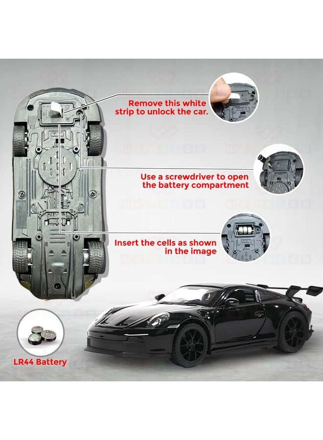 Wembley Pull Back Die-cast Model Car 1:32 Scale Metal Toy Vehicle with Openable Doors & Light Engine Sound - Realistic Collectible for Boys Kids 3+ Years & Above - Black - Image 5