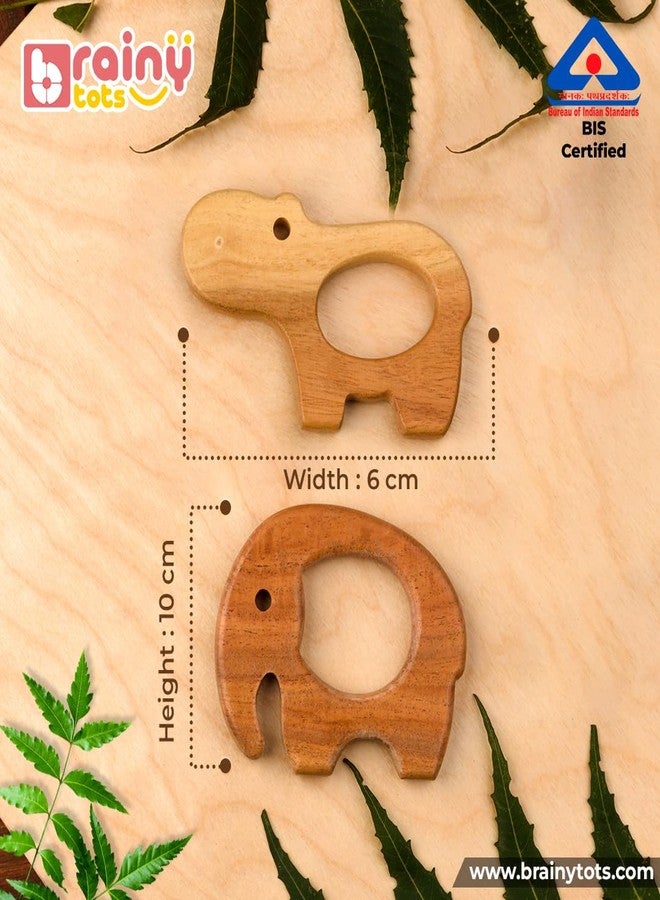 Brainytots Baby Neem Teethers Set - Elephant + Hippopotamus Shape | Made of Organic Neem Wood | Helps Boost Immunity & Aids in Digestion | Easy to Grasp & Chew | BIS Cerified - Image 5
