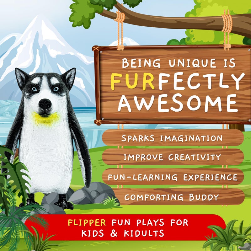 Randimals Penguin & Husky Dog Hybrid Realistic Animal Toys - Unique Mix of Safari Toys & Farm Animals Small Figurines - P-Dawg Mini Figures for Kids & Kidults - Image 5