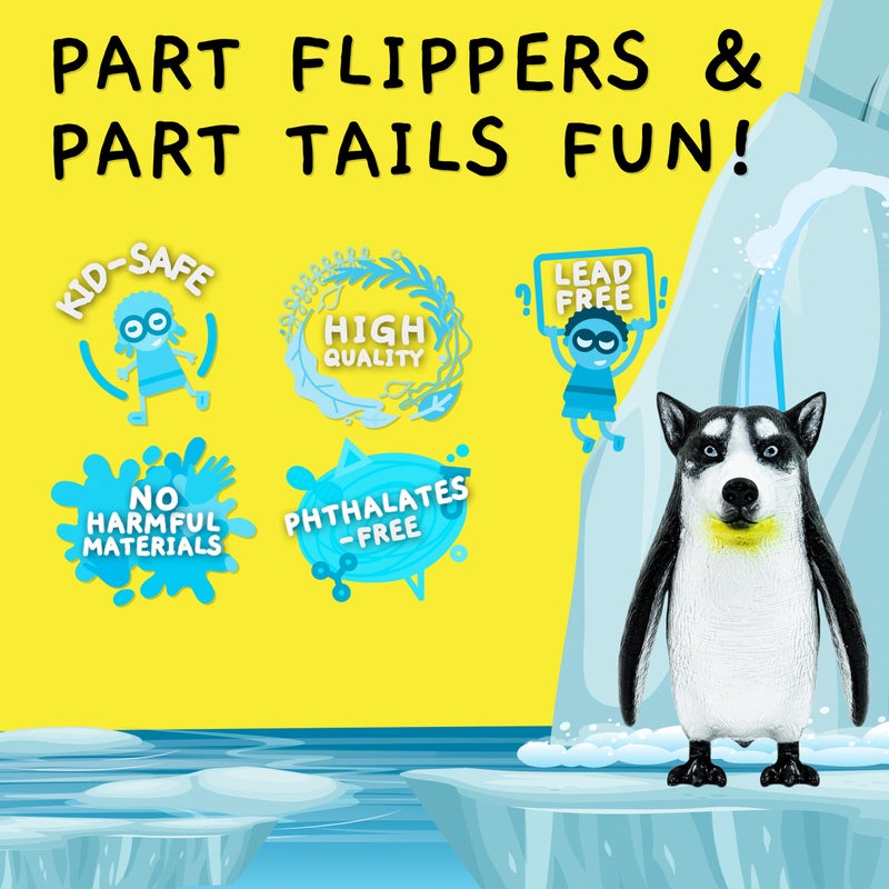 Randimals Penguin & Husky Dog Hybrid Realistic Animal Toys - Unique Mix of Safari Toys & Farm Animals Small Figurines - P-Dawg Mini Figures for Kids & Kidults - Image 2