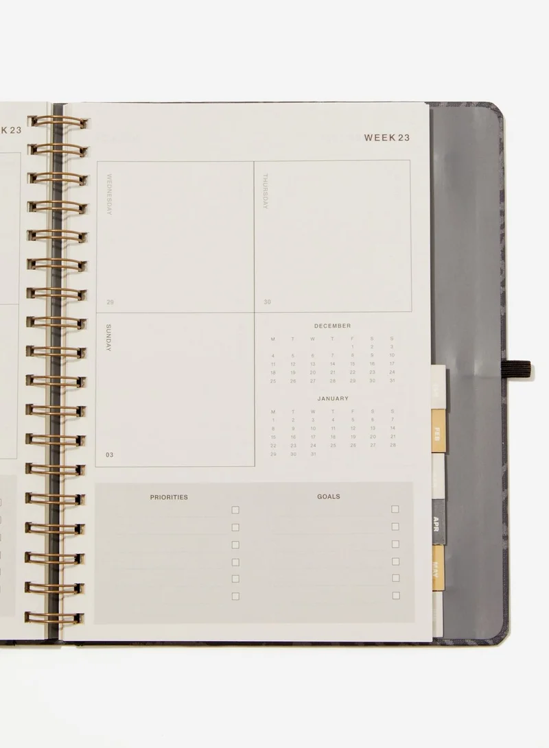 Typo Grey Pattern Planner Elastic Closure