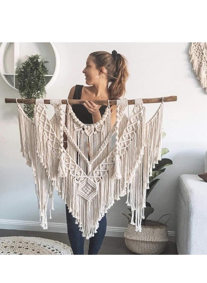 انتيكيانو بساط مكرمية كبير للتعليق على الحائط مصنوع يدويًا من اننتيكانو على الطراز البوهيمي