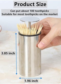 DOUGEI DOUGEI Toothpick Holder, Automatic Stainless Steel Toothpick Holder Dispenser Click Open, Modern Toothpick Storage Box for Bamboo Toothpick  - Image 2