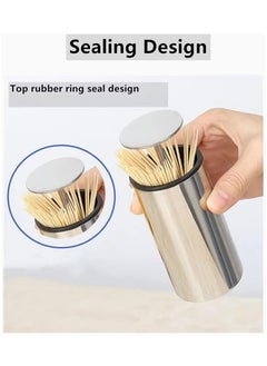 DOUGEI DOUGEI Toothpick Holder, Automatic Stainless Steel Toothpick Holder Dispenser Click Open, Modern Toothpick Storage Box for Bamboo Toothpick  - Image 4