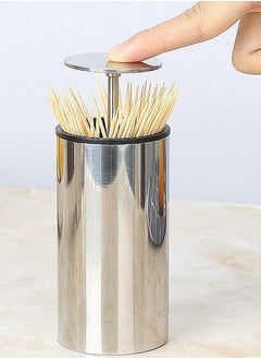 DOUGEI DOUGEI Toothpick Holder, Automatic Stainless Steel Toothpick Holder Dispenser Click Open, Modern Toothpick Storage Box for Bamboo Toothpick  - Image 1