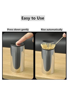 DOUGEI DOUGEI Toothpick Holder, Automatic Stainless Steel Toothpick Holder Dispenser Click Open, Modern Toothpick Storage Box for Bamboo Toothpick  - Image 5