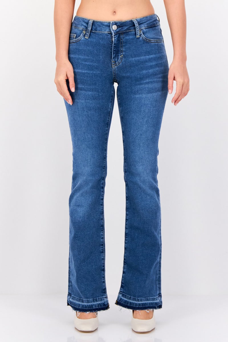 ESPRIT Women Bootcut Fit Washed Stretchable Jeans, Blue - Image 1