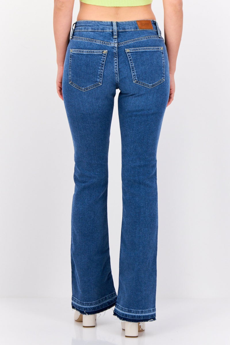 ESPRIT Women Bootcut Fit Washed Stretchable Jeans, Blue - Image 3