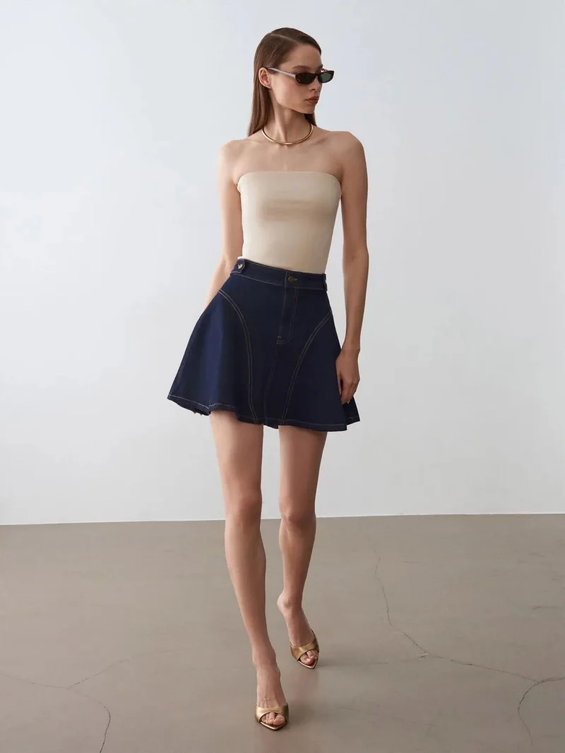 ديلفين Dilvin High-Waist Mini Skater Skirt