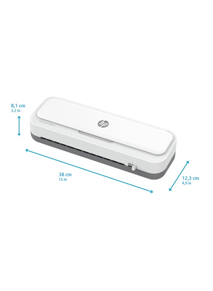HP OneLam 400 A4 Compact Office Laminator Machine, Hot/Cold Lamination, Business Cards to A4 Sheets, 75/80-125mic - 3160 White - Image 5
