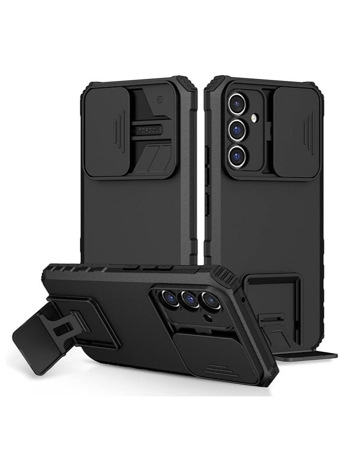 For Samsung Galaxy A15 Case with Slide Camera Cover, Armor Silicone TPU Bumper Tough PC A15 Cover with Kickstand, Shockproof Protective Phone Case - Image 1