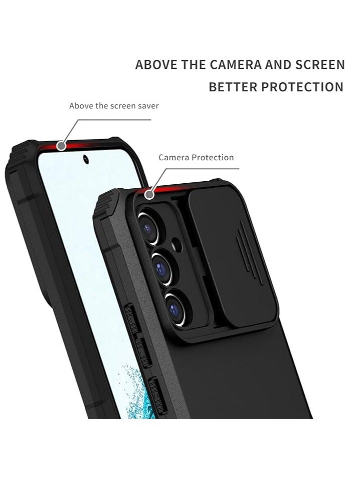 For Samsung Galaxy A15 Case with Slide Camera Cover, Armor Silicone TPU Bumper Tough PC A15 Cover with Kickstand, Shockproof Protective Phone Case - Image 5