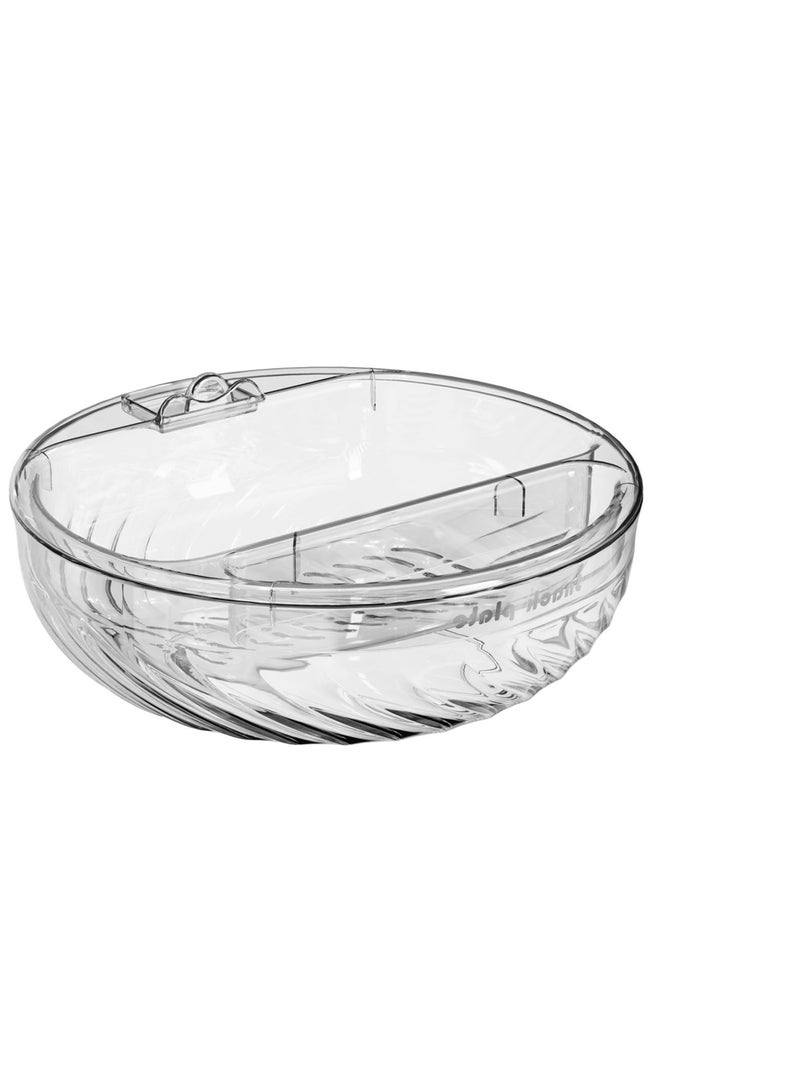 Excefore Fruit Basket for Kitchen, Double-Layer Draining Fruit Snack Bowl with Phone Holder, Dining Table Centerpiece Decor, Snack Tray with Lid for Kitchen and Home Decor, Transparent Sliver  - Image 1