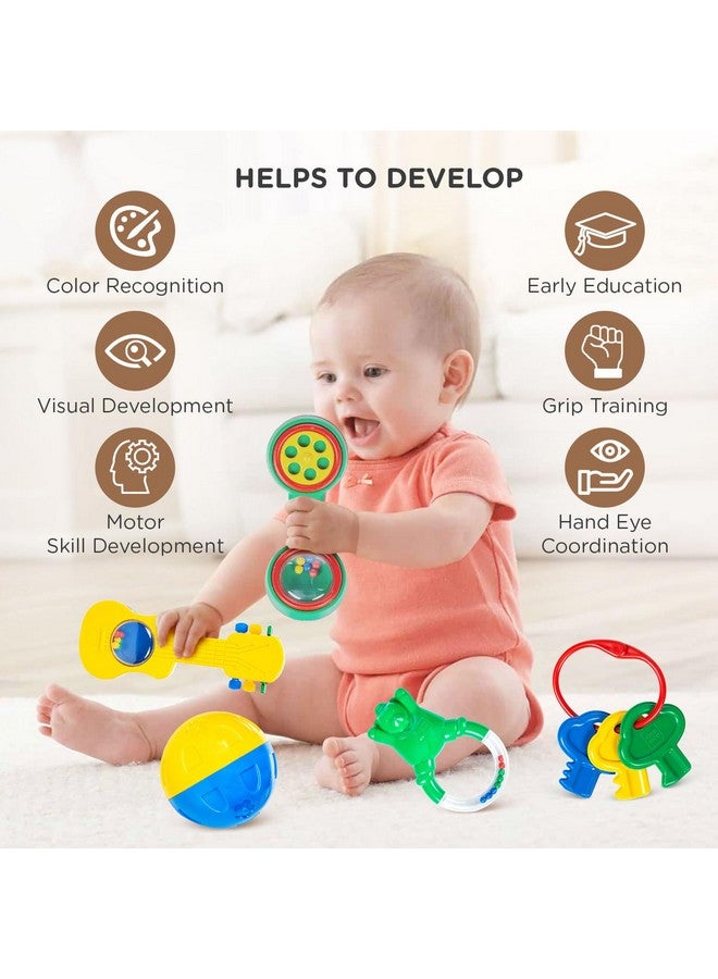 Mee Mee BPA Free Baby Rattles Set, Rattle Gift Set, Made of Food Grade Plastic, Grab Rattles and Soothing Teethers for Babies & Infants, Early Age Toys for Kids, Girls & Boys (Pack of 5, Multicolor) - Image 4