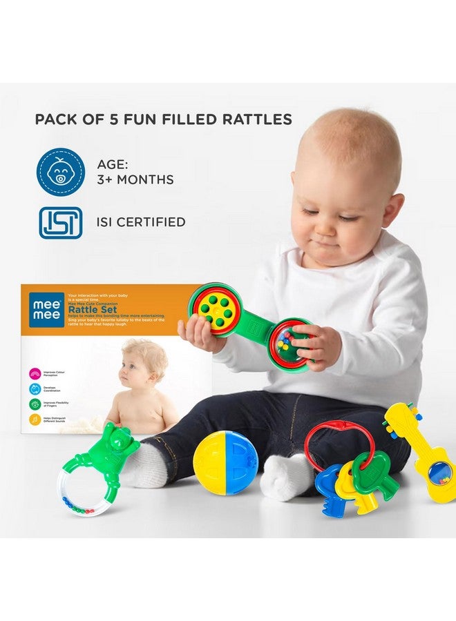 Mee Mee BPA Free Baby Rattles Set, Rattle Gift Set, Made of Food Grade Plastic, Grab Rattles and Soothing Teethers for Babies & Infants, Early Age Toys for Kids, Girls & Boys (Pack of 5, Multicolor) - Image 5