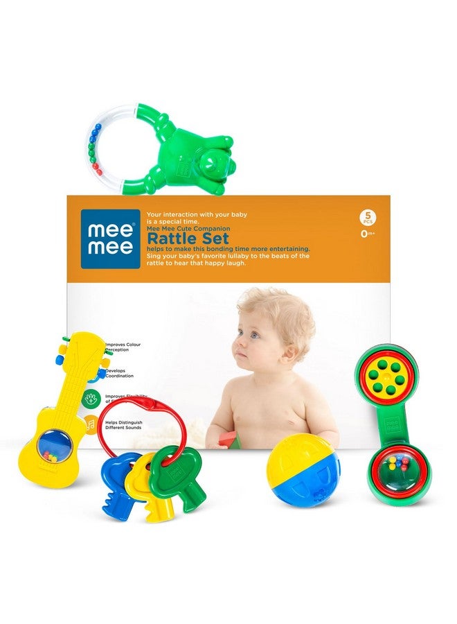 Mee Mee BPA Free Baby Rattles Set, Rattle Gift Set, Made of Food Grade Plastic, Grab Rattles and Soothing Teethers for Babies & Infants, Early Age Toys for Kids, Girls & Boys (Pack of 5, Multicolor) - Image 1
