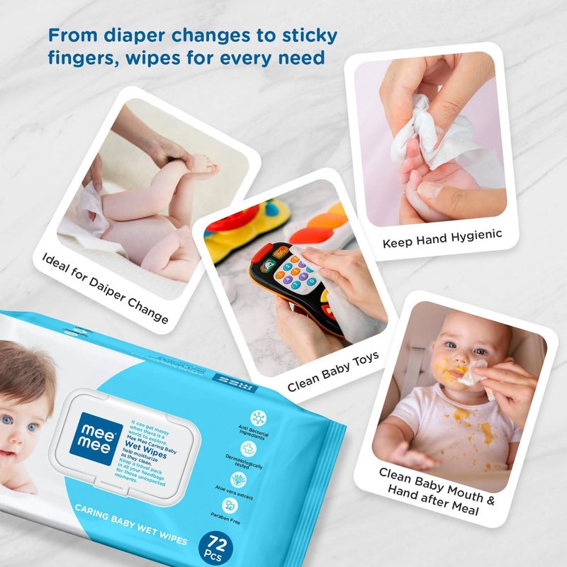 Mee Mee Soft Gentle Baby Wet Wipes (72 Wipes) Pack of 6 - Image 5