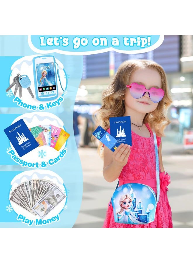 TSDATOWR Play Purse for Little Girls, Toddler Kids Toy Purse with Accessories, Pretend Play Makeup Set, Crossbody Bag, Wallet, Fake Keys, Birthday Christmas Princess Gifts Toys for Girls Ages 3 4 5 6 Year Old - Image 5