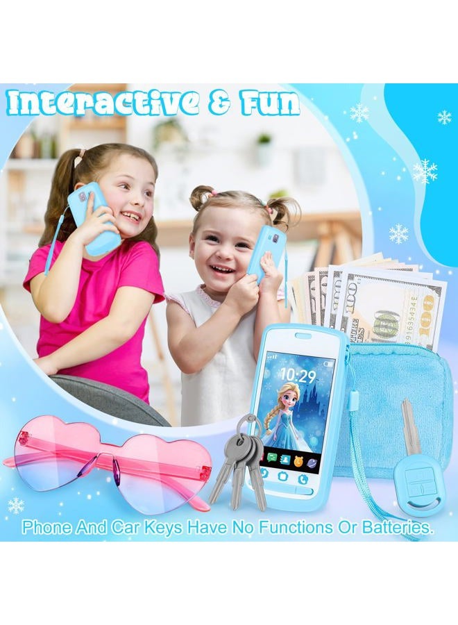 TSDATOWR Play Purse for Little Girls, Toddler Kids Toy Purse with Accessories, Pretend Play Makeup Set, Crossbody Bag, Wallet, Fake Keys, Birthday Christmas Princess Gifts Toys for Girls Ages 3 4 5 6 Year Old - Image 3