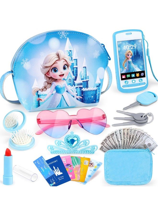 TSDATOWR Play Purse for Little Girls, Toddler Kids Toy Purse with Accessories, Pretend Play Makeup Set, Crossbody Bag, Wallet, Fake Keys, Birthday Christmas Princess Gifts Toys for Girls Ages 3 4 5 6 Year Old - Image 1
