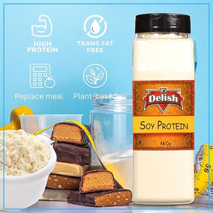 It's Delish مسحوق بروتين الصويا إنه لذيذ، 14 أونصة جرة كبيرة | مسحوق بروتين نباتي غير منكه للمشروبات، الهزات، استبدال الوجبات | بدون سكر مضاف، نباتي، خالي من الغلوتين والحليب، كيتو، كوشير - Image 3