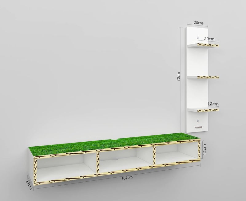 Product-Unique ProductUnique Molding Mat Design Engineered Wood TV Entertainment Unit Wall Mounted TV Unit TV Stand for Wall TV Stand Unit White 55 Inch  - Image 4