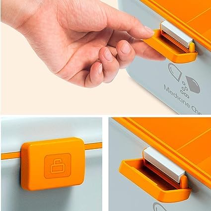 IMUU Plastic Square Shape Medicine Box 2 Layer First aid Box Storage With Handle Portable Medicine Container Box With Safety Buckle Multiple Compartment Medicine For Home Office 2 Multicolor - Image 4