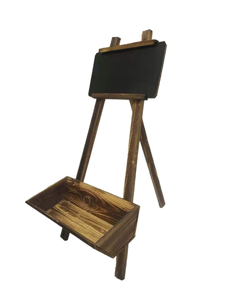 Generic FFD Wooden Hand Writing Black Board Drawing Board with Flower Pot Holder Free Standing Display Stand  - Image 1