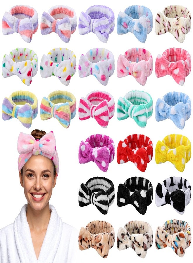 مولين مجموعة مولين من 24 قطعة من عصابات الرأس النسائية المزينة بفيونكة، قابلة للتعديل، للعناية بالبشرة، مصنوعة من الصوف المرجاني الناعم، مثالية لغسل الوجه والاستحمام واليوغا وغيرها. - Image 1