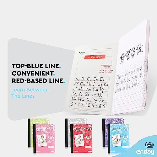 Enday Primary Journal Grades K-2 (6 Pack) Primary Writing Journal, Half Page Ruled Composition Notebook for Kids, 100 Sheets kids Notebook, in Pink, Green, Red, Blue, Purple, Gray - Image 4