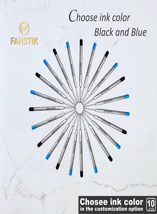 FANSTIK Replaceable Ballpoint Pen Refills, (Made in USA) Black, Blue, Black & Blue Ink Refill Pack of 10 Pcs, Medium Point Metal Refil, Ink Pen cartridges, 1mm Medium Tip. (G2-Ballpoint) - Image 4