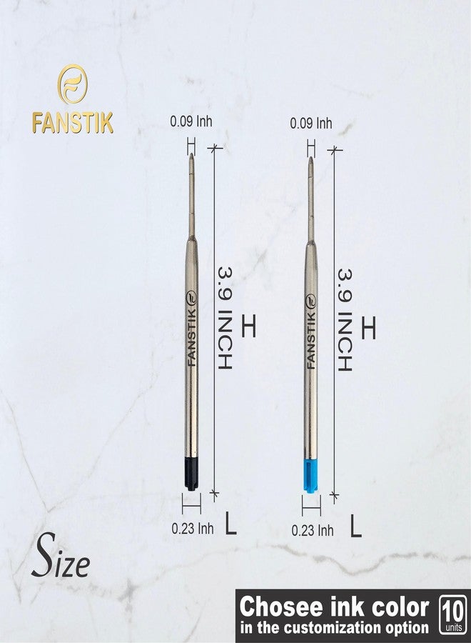 FANSTIK Replaceable Ballpoint Pen Refills, (Made in USA) Black, Blue, Black & Blue Ink Refill Pack of 10 Pcs, Medium Point Metal Refil, Ink Pen cartridges, 1mm Medium Tip. (G2-Ballpoint) - Image 3