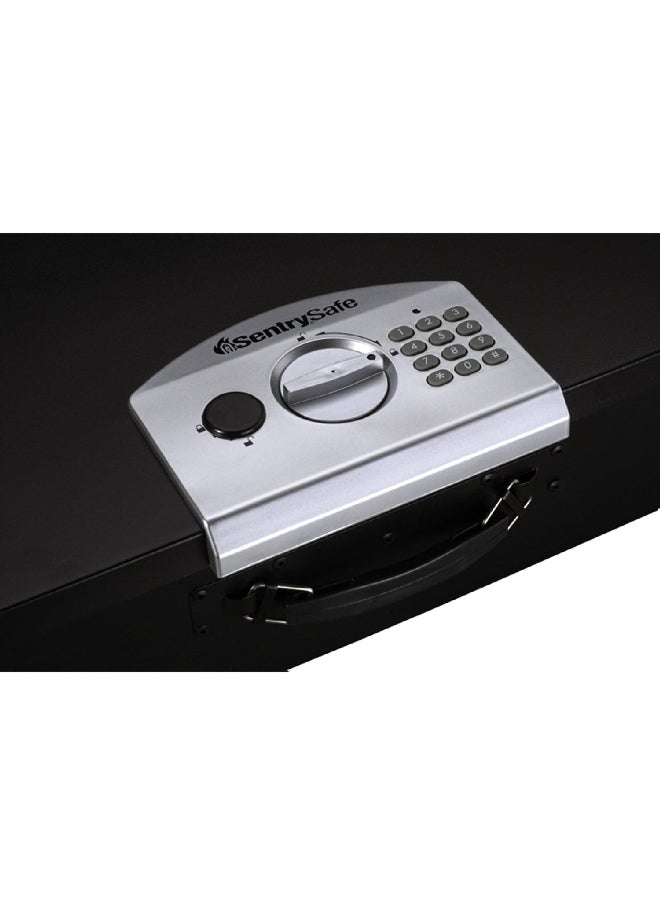 SentrySafe - Small Portable Digital Combi and Override Key Lock Box Black and Silver 1kg P008E - Image 1