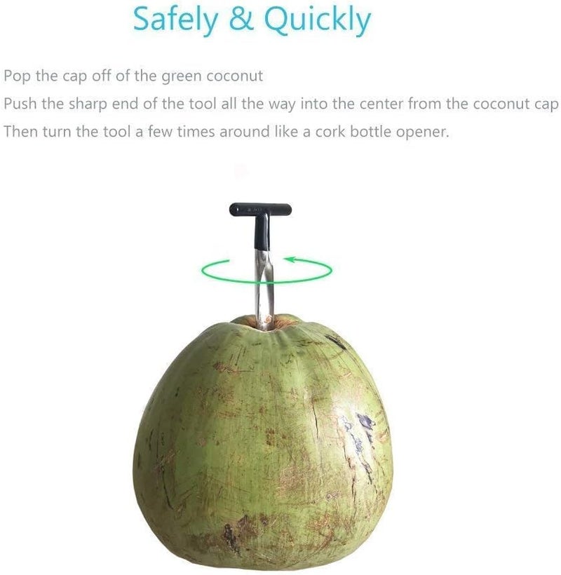 RoarCraft Coconut Opener, Stainless Steel Coconut Knife Tool for Easy Access to Fresh Coconut Water. Safe and Easy.Easy to Open Young Coconut Water Open Tools for Home - Image 3