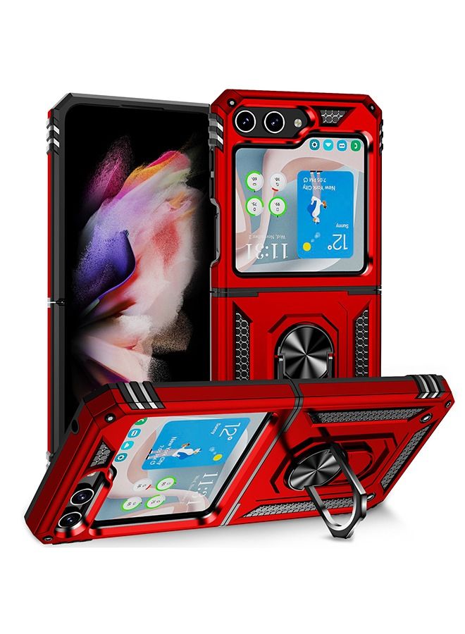 Armor Protective Case for Samsung Galaxy Z Flip 5 Military Grade Shockproof Samsung Galaxy Z Flip 5 Back Cover with Hinge Protection with Finger Ring Car Phone holder Stable Kickstand - Image 1