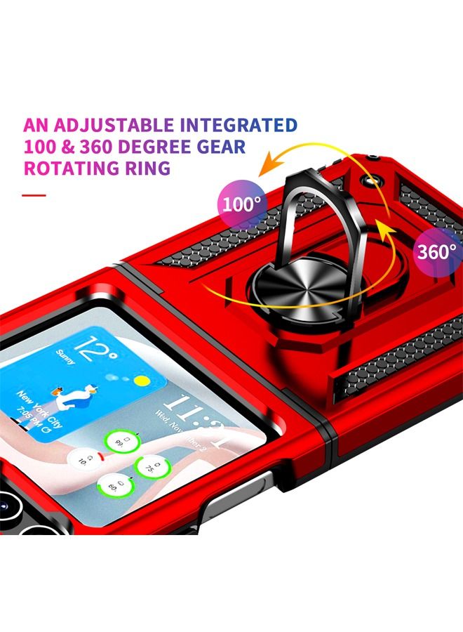 Armor Protective Case for Samsung Galaxy Z Flip 5 Military Grade Shockproof Samsung Galaxy Z Flip 5 Back Cover with Hinge Protection with Finger Ring Car Phone holder Stable Kickstand - Image 4