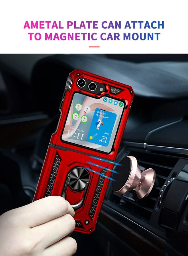 Armor Protective Case for Samsung Galaxy Z Flip 5 Military Grade Shockproof Samsung Galaxy Z Flip 5 Back Cover with Hinge Protection with Finger Ring Car Phone holder Stable Kickstand - Image 5