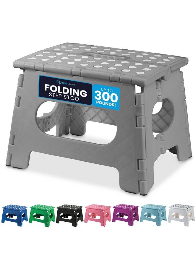Handy Laundry Handy Laundry Folding Step Stool - The Lightweight Step Stool is Sturdy Enough to Support Adults and Safe Enough for Kids. Opens Easy with One Flip. Great for Kitchen, Bathroom or Bedroom. (Grey)  - Image 1