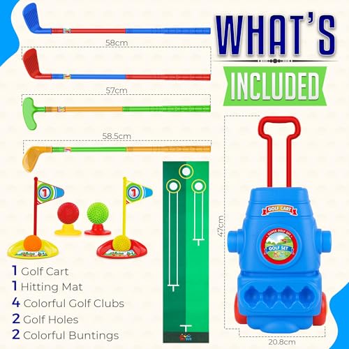 ToyVelt Toddler Golf Set  Kids Golf Clubs with 6 Balls 4 Golf Sticks 2 Practice Holes and a Putting Mat  Promotes Physical  Mental Development Blue - Image 5