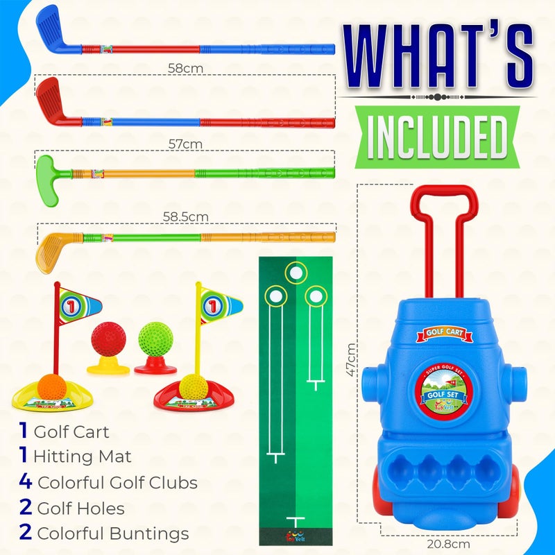 ToyVelt Toddler Golf Set  Kids Golf Clubs with 6 Balls 4 Golf Sticks 2 Practice Holes and a Putting Mat  Promotes Physical  Mental Development Blue - Image 3