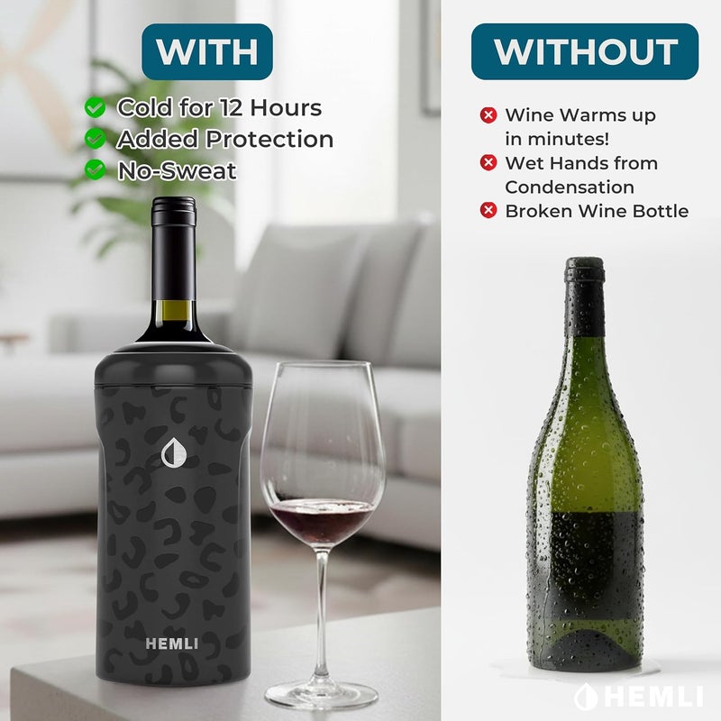 Hemli Wine Bottle Chiller Insulator Sleeve, Keeps Wine and Champagne Cold for 12 Hours, Vacuum Insulated Wine Bottle Cooler - Image 4
