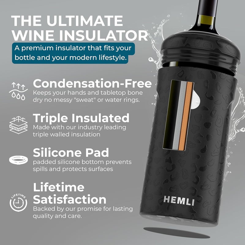Hemli Wine Bottle Chiller Insulator Sleeve, Keeps Wine and Champagne Cold for 12 Hours, Vacuum Insulated Wine Bottle Cooler - Image 2