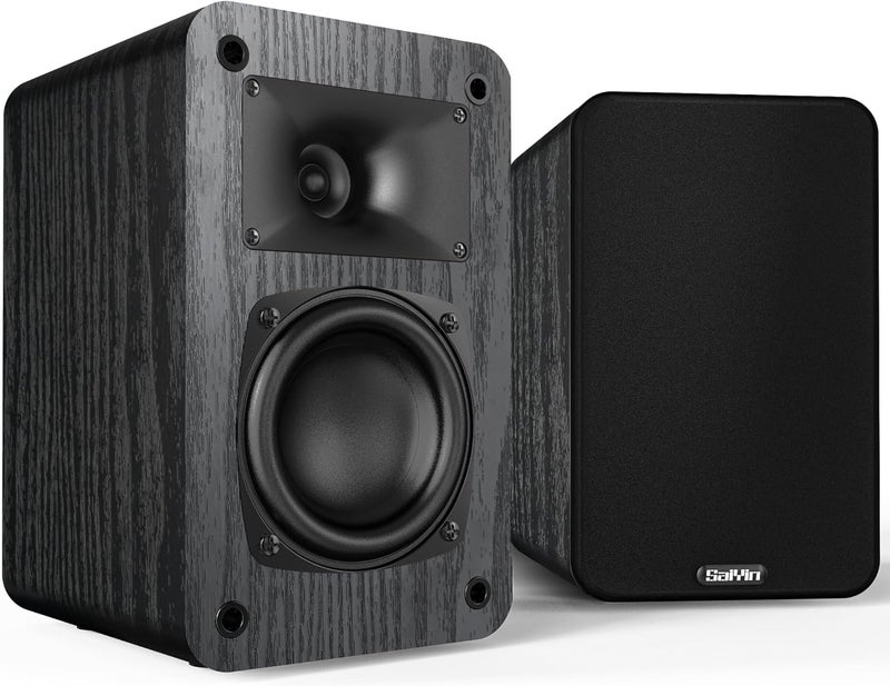 Saiyin Passive Bookshelf Speakers, 2-Way Passive Speakers, 3.5" Woofer & Silk Horn Tweeter, 60Hz Bass for Home/Office/Theater Pair (Needs Amplifier or Receiver to Operate) - Image 1