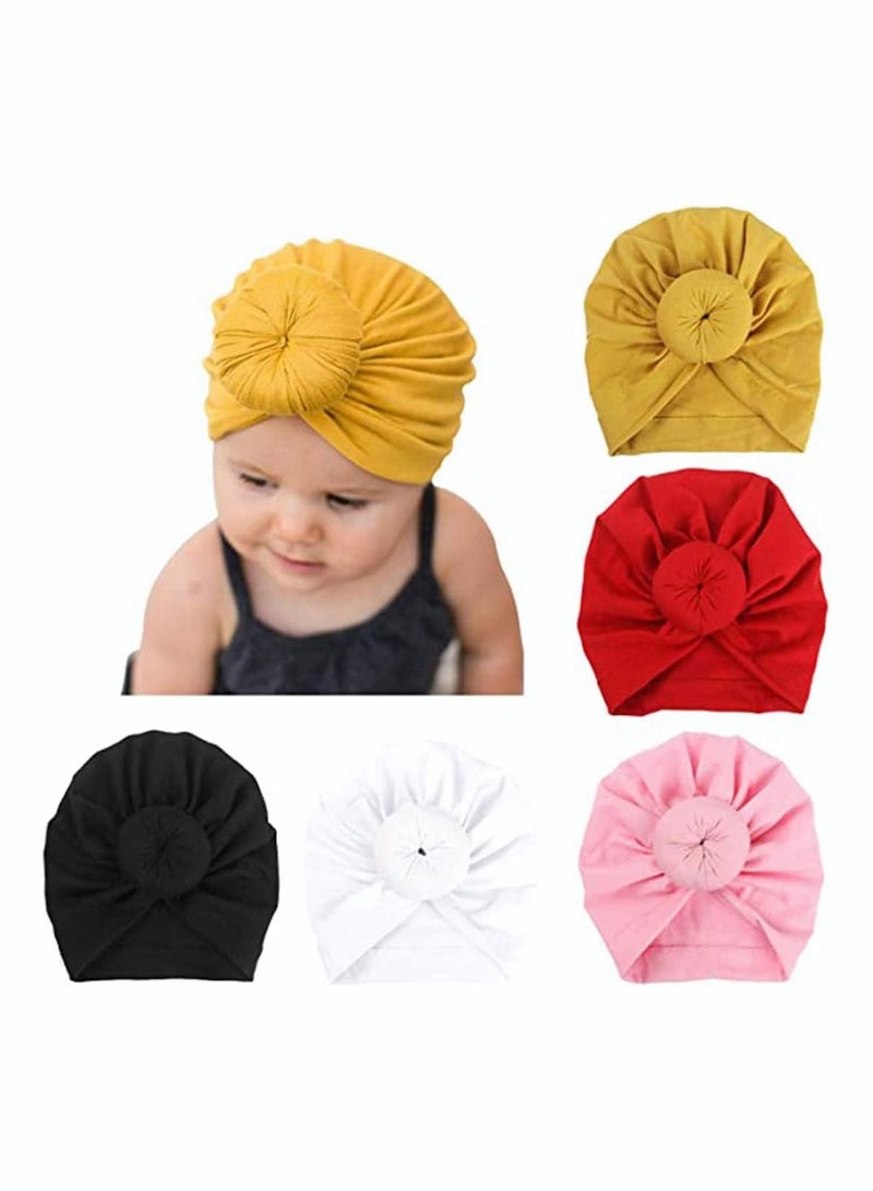 KASTWAVE 5 Pack Headbands Hairbands Baby Turban Knot Hats Newborn Infant Toddler Hospital Hat Cotton Head Wrap - Image 5